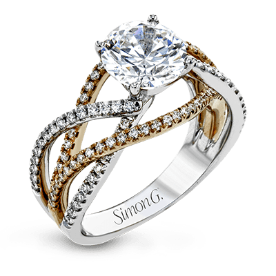 Round-Cut Criss-Cross Engagement Ring In 18k Gold With Diamonds LR2125