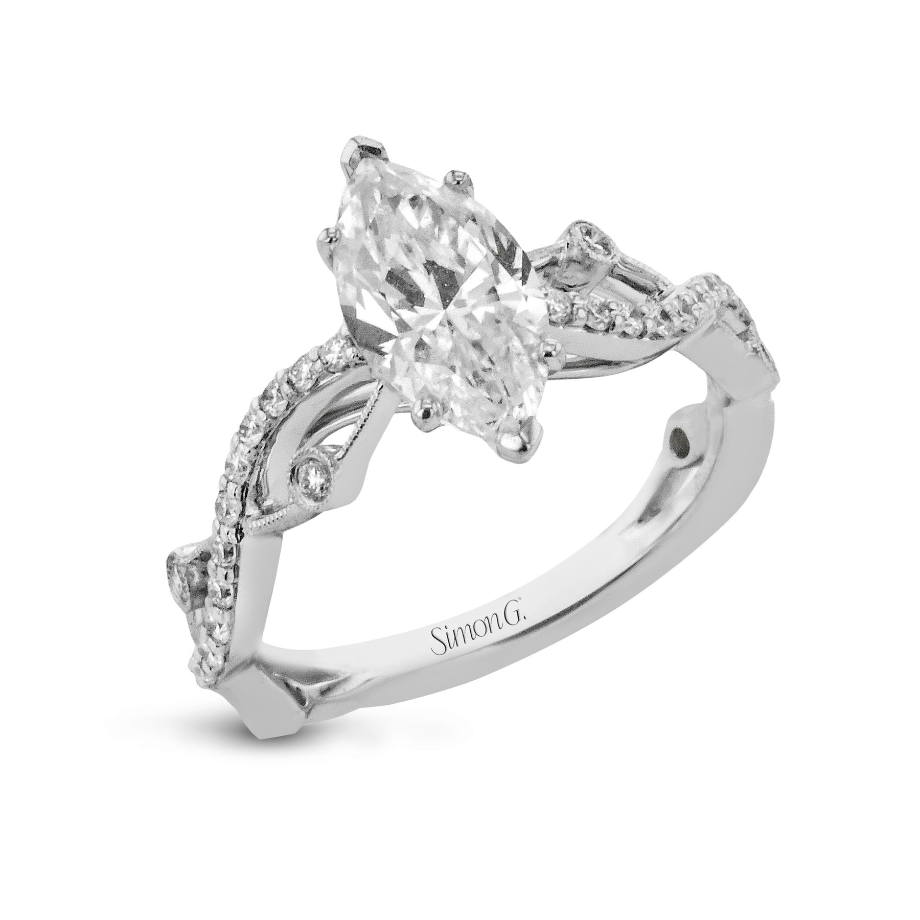 Marquise-Cut Criss-Cross Engagement Ring In 18k Gold With Diamonds LR2207-MQ