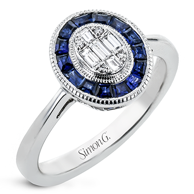 Simon-set Sapphire Right Hand Ring in 18k Gold with Diamonds LR2739 - TBird