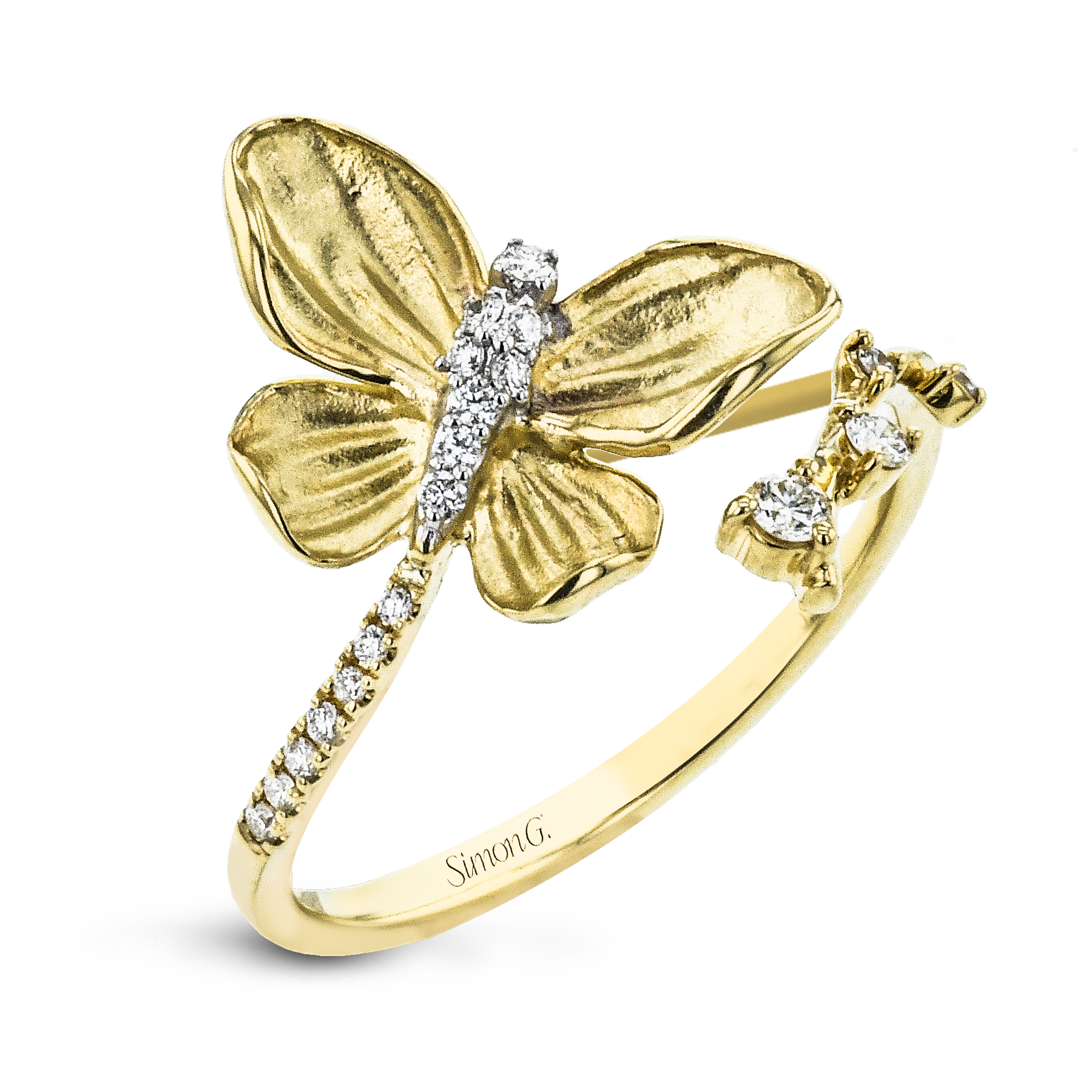 Monarch Butterfly Ring In 18k Gold With Diamonds LR2767