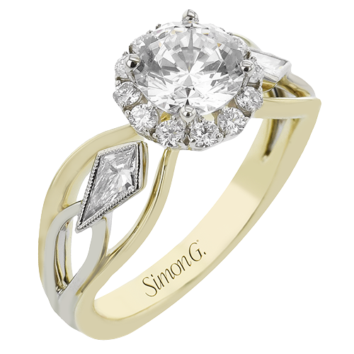 Round-Cut Halo Engagement Ring In 18k Gold With Diamonds LR2970-A