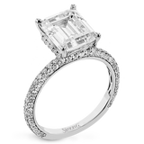 Emerald-Cut Hidden Halo Engagement Ring In 18k Gold With Diamonds LR3022 - TBird