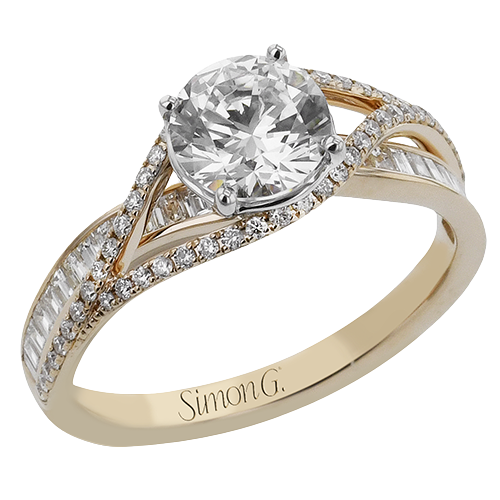 Round-Cut Criss-Cross Engagement Ring In 18k Gold With Diamonds LR3184