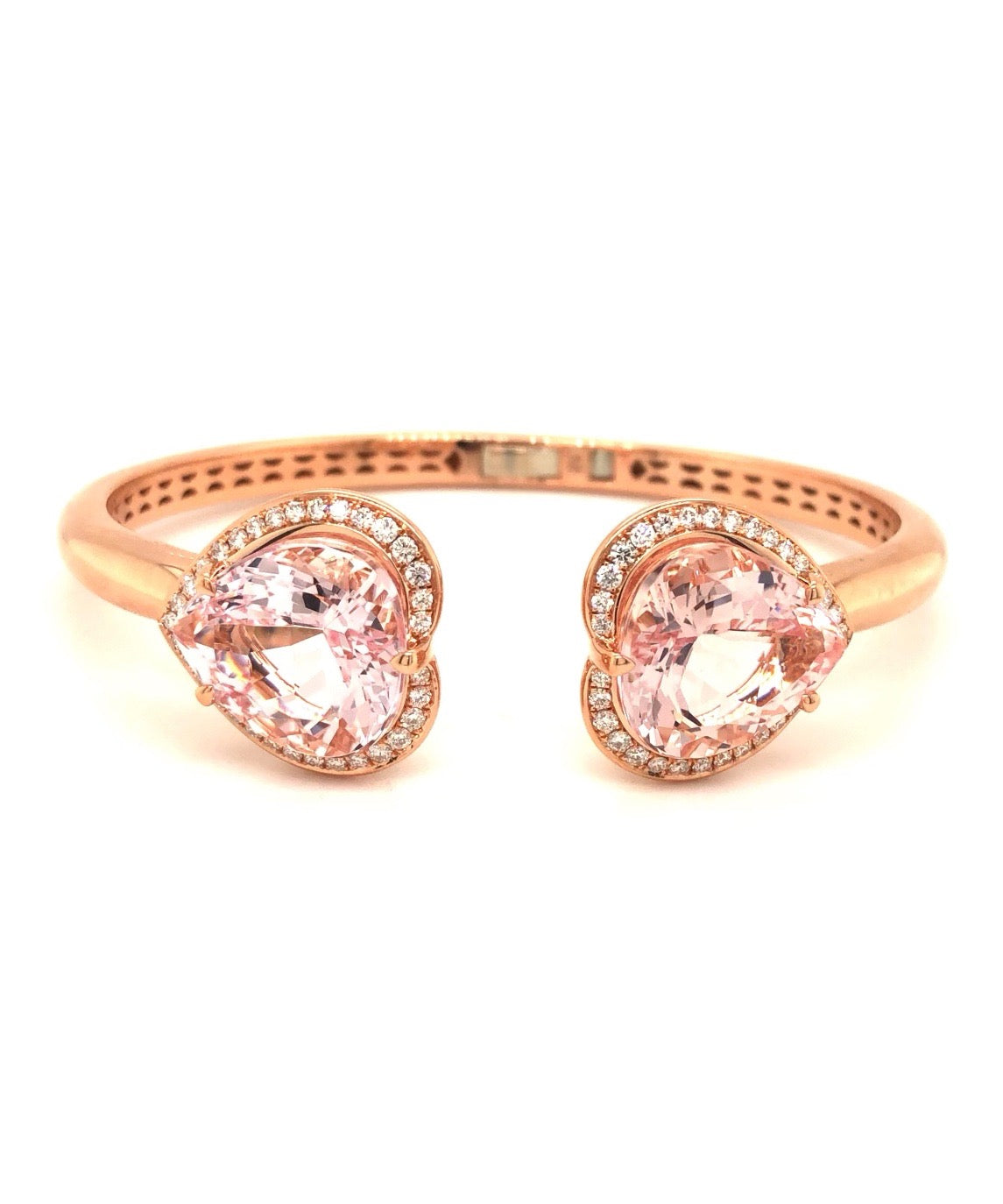 Morganite Double Heart Shaped Bangle with Diamonds 51-JSA