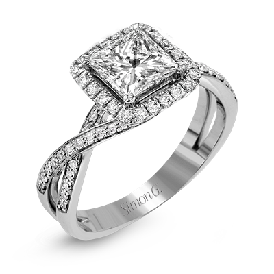 Princess-Cut Halo Criss-Cross Engagement Ring In 18k With Diamonds MR1394-A-PC