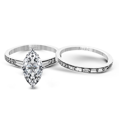 Marquise-cut Engagement Ring & Matching Wedding Band in 18k Gold with Diamonds MR2220-MQ