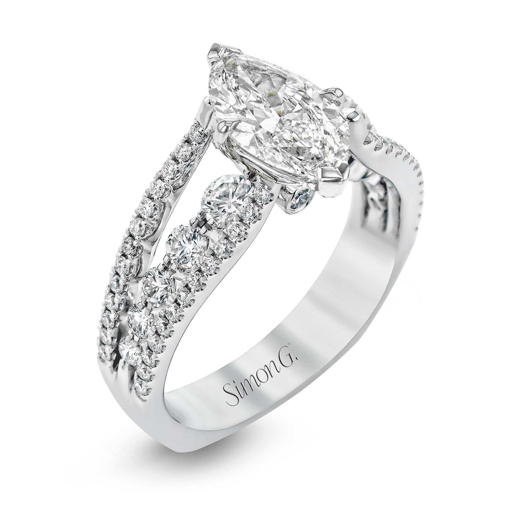 Marquise-Cut Split-Shank Engagement Ring In 18k Gold With Diamonds MR2248-MQ