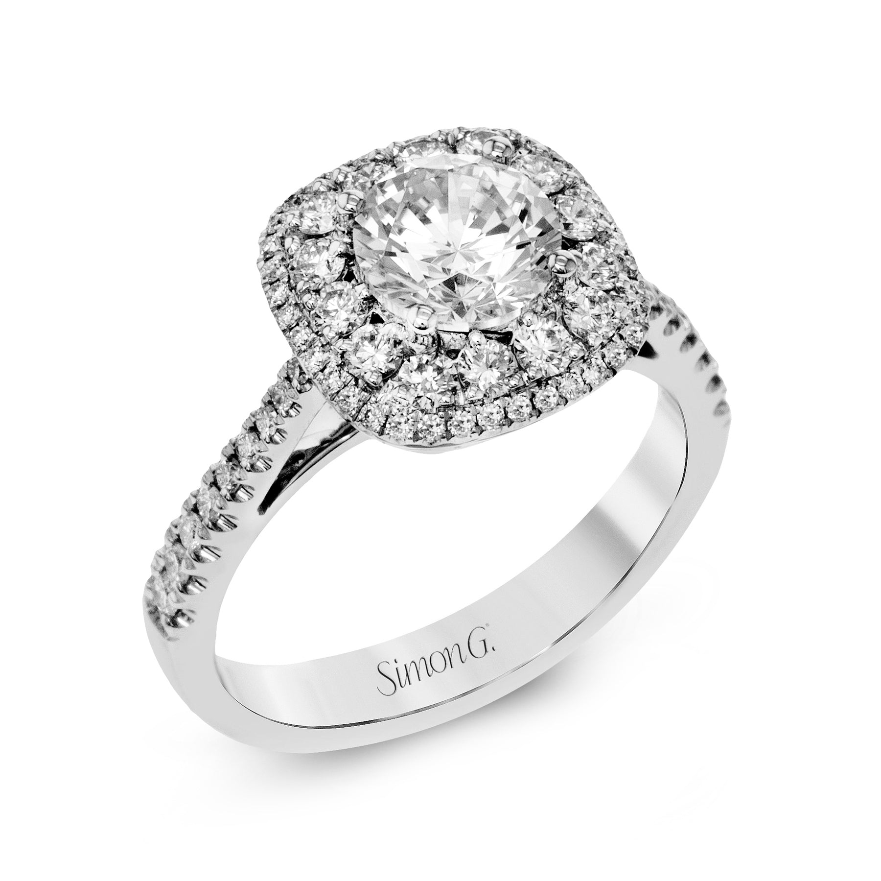 Round-Cut Double-Halo Engagement Ring In 18k Gold With Diamonds MR2827-A