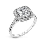 Princess-Cut Double-Halo Engagement Ring In 18k Gold With Diamonds MR2884-PC - TBird