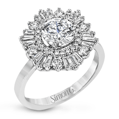 Round-cut Flower Halo Engagement Ring in 18k Gold with Diamonds MR4089 MR4089