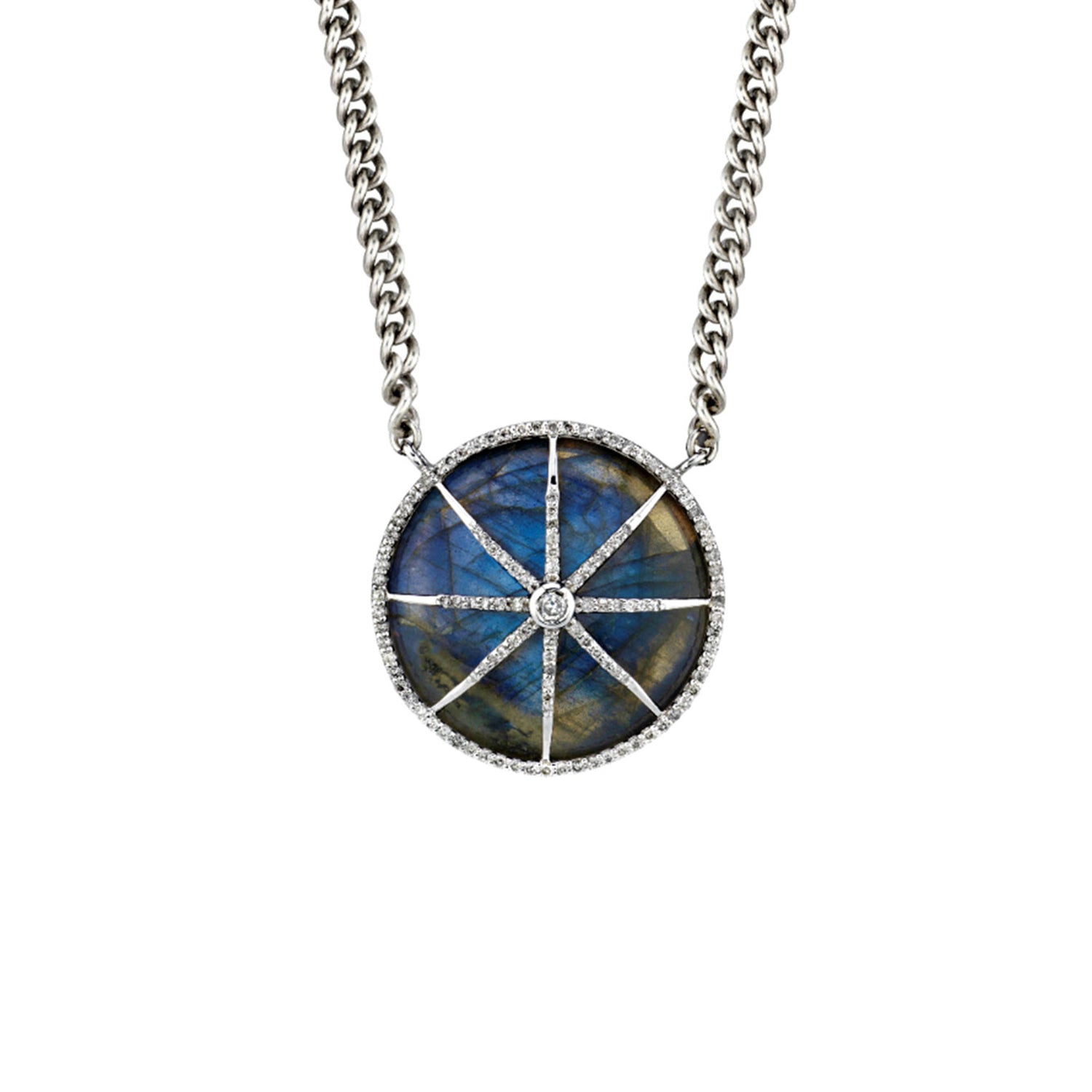 Labradorite Compass Star Curb Chain Necklace  N0000710 - TBird