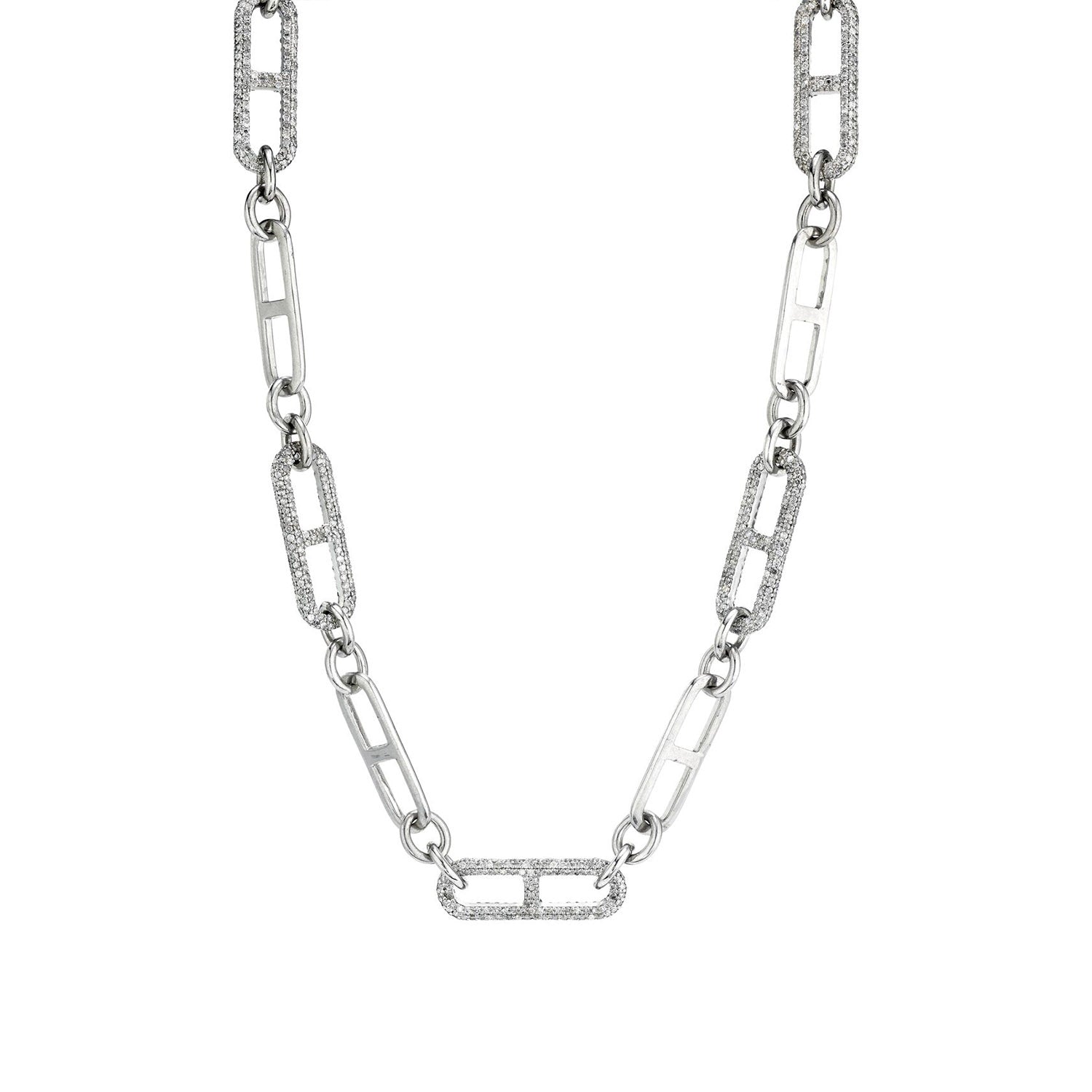 Paris Link Chain Necklace with 5 Pave Diamond Links - 19"  N0000990 - TBird