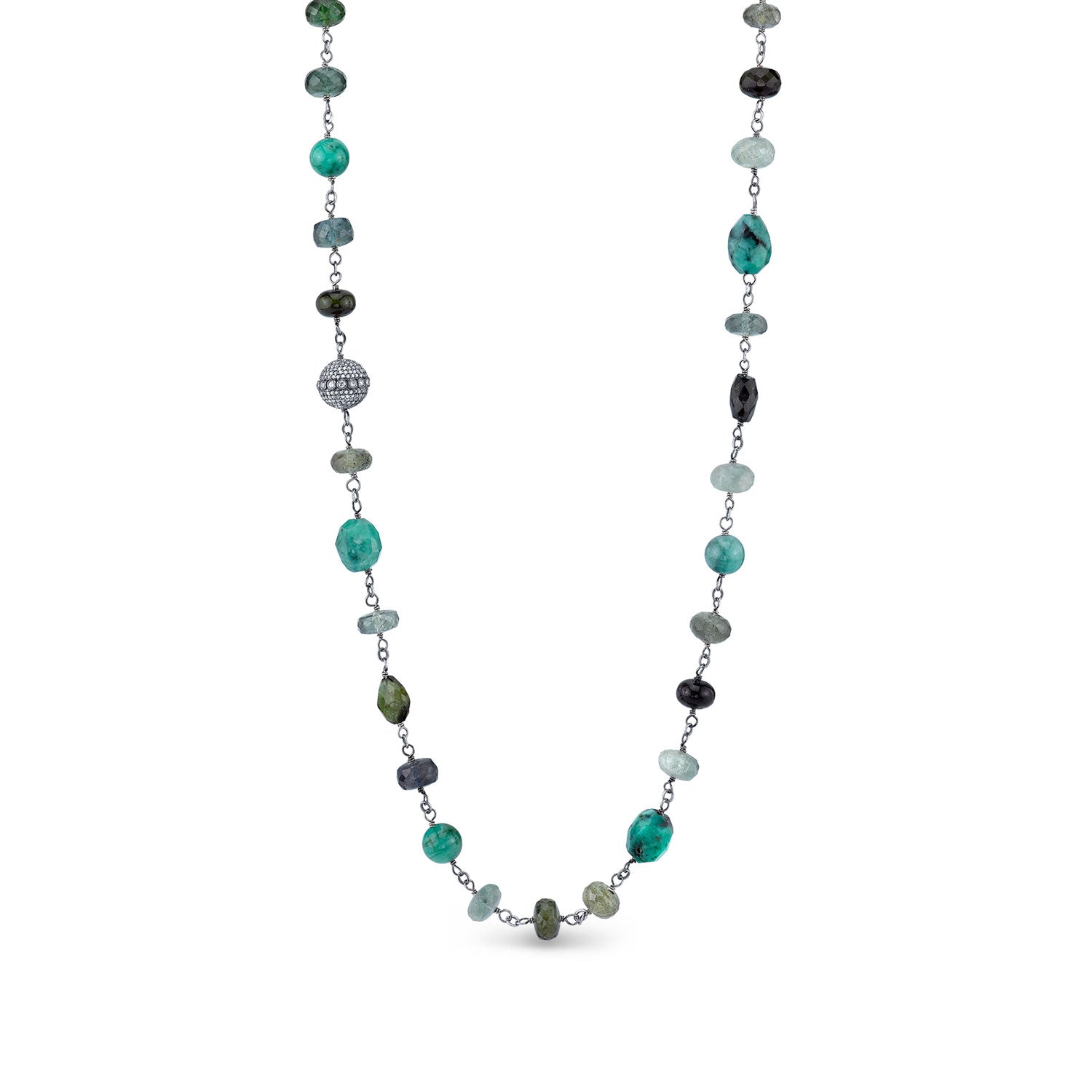 Emerald Gemstone Rope Necklace  N0001040 - TBird