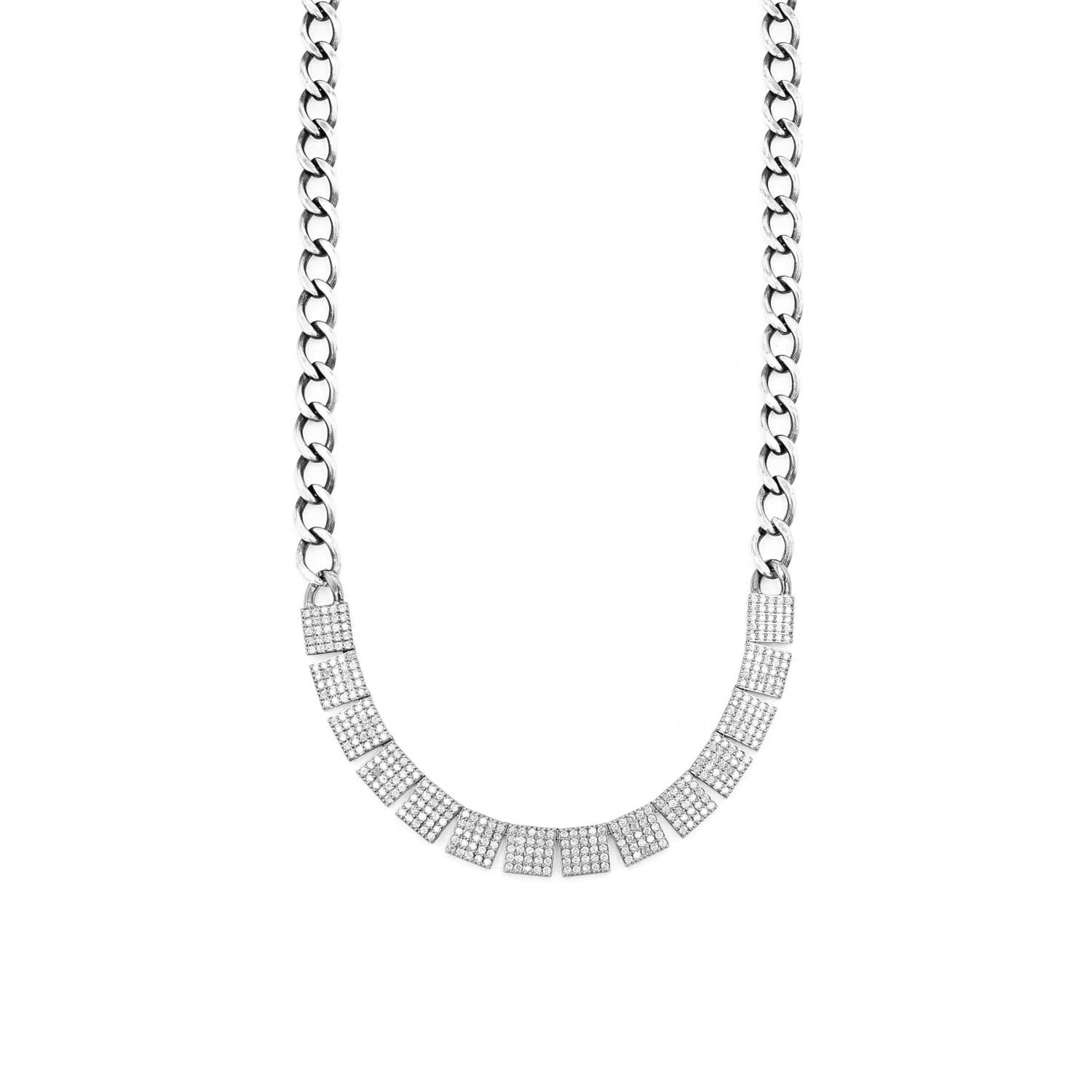 Diamond Tile Chain Necklace  N0002811 - TBird