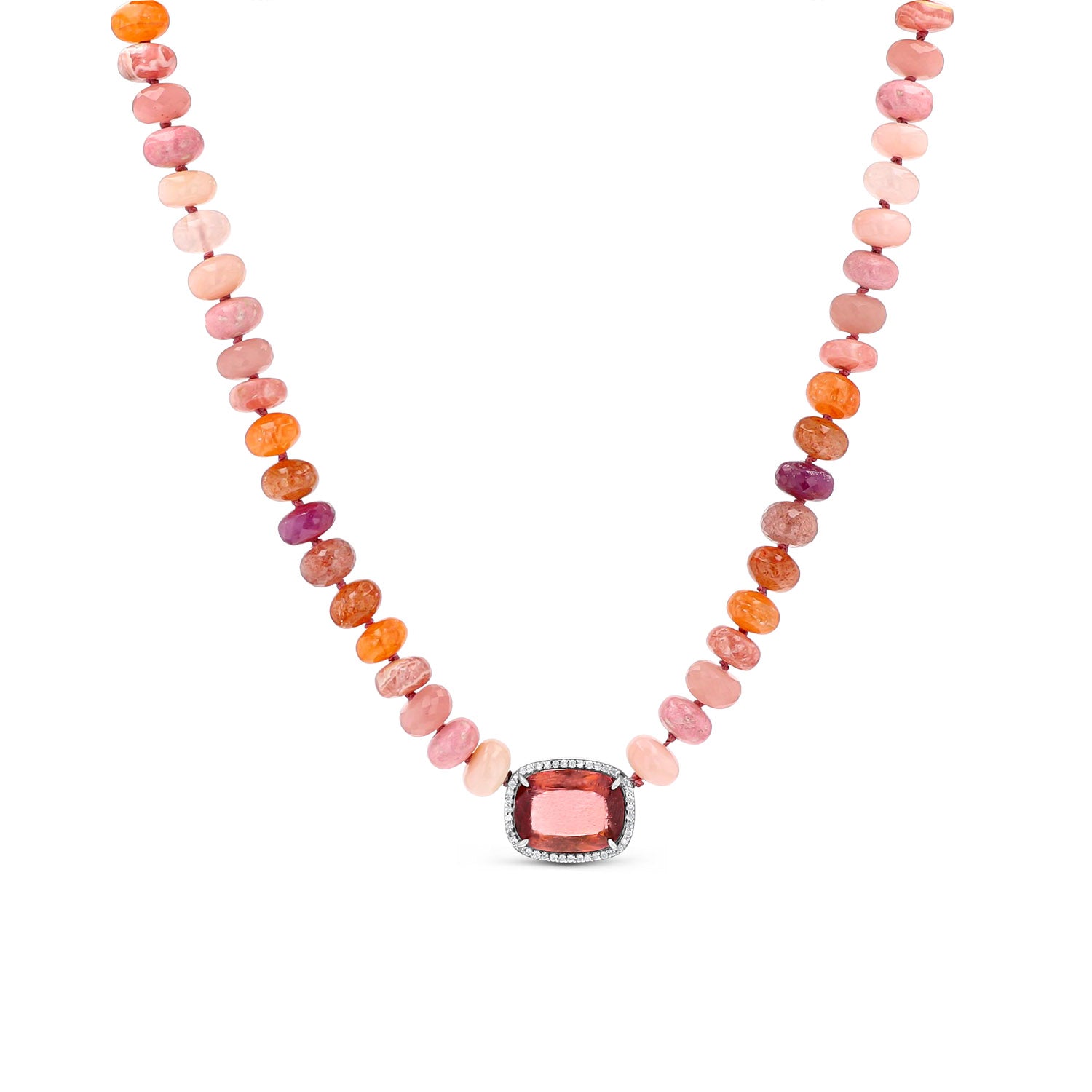 Summer Sunset Tourmaline and Diamond Necklace  N0002969 - TBird