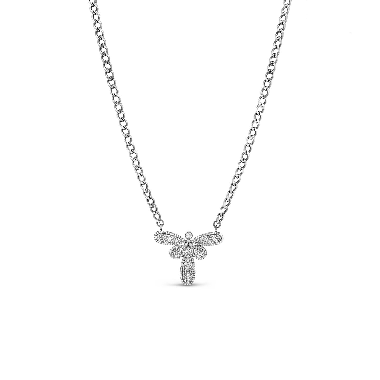 All Diamond Dragonfly Pendant Necklace -18"  N0003005 - TBird