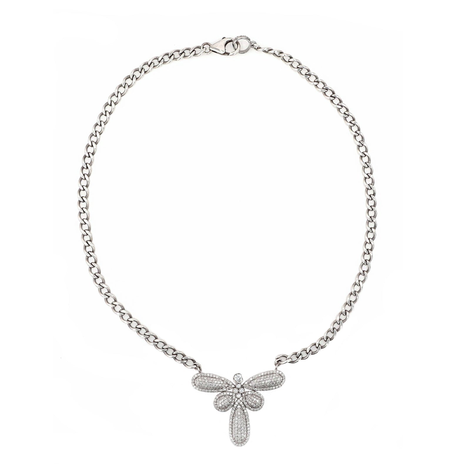 All Diamond Dragonfly Pendant Necklace -18"  N0003005 - TBird