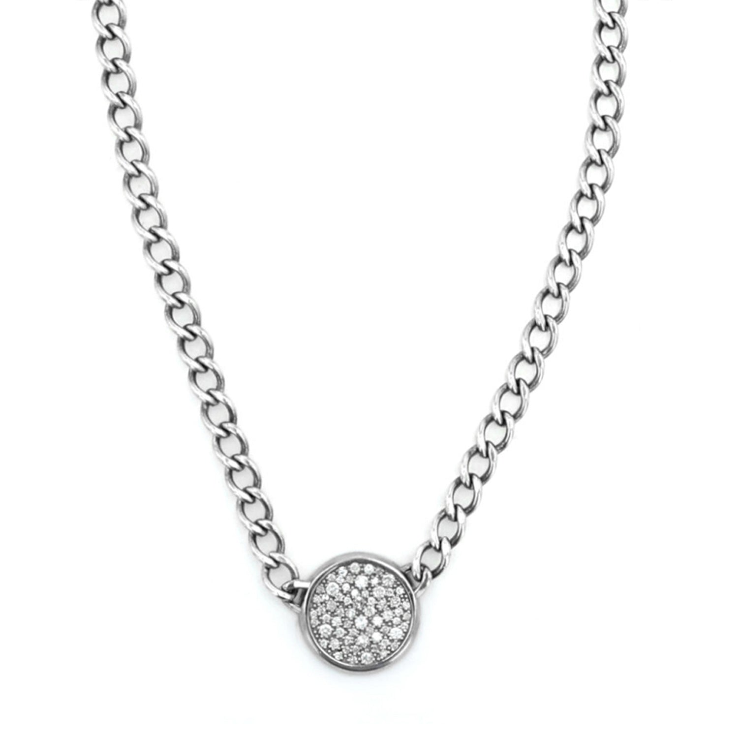 Round Diamond Cobblestone Pendant Necklace - 18"  N0003108 - TBird