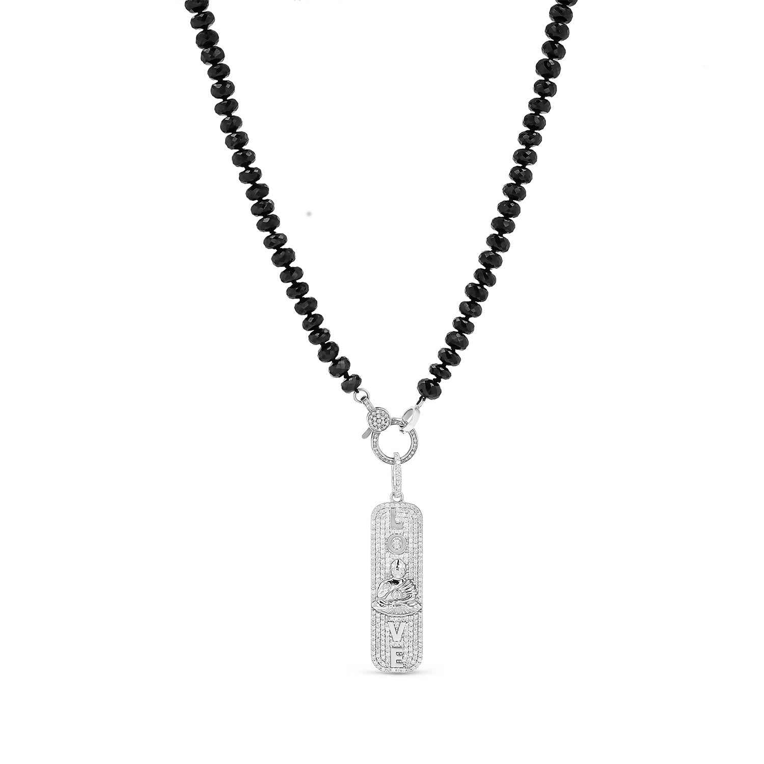 Pave Love Buddha Pendant on Spinel Knotted Necklace - 36"  N0003162 - TBird