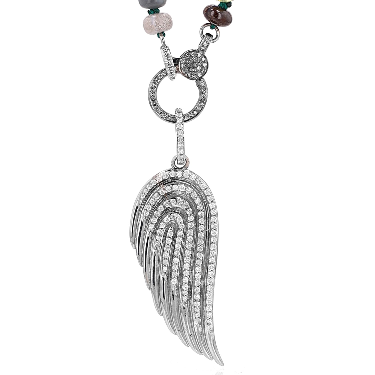 Diamond Angel Wing Pendant on Montecito Nights Bead Necklace - 34"  N0003356 - TBird