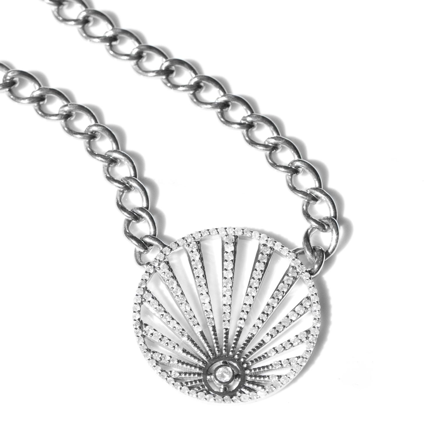 Diamond Sunrise Pedant Necklace-17"  N03124BG - TBird