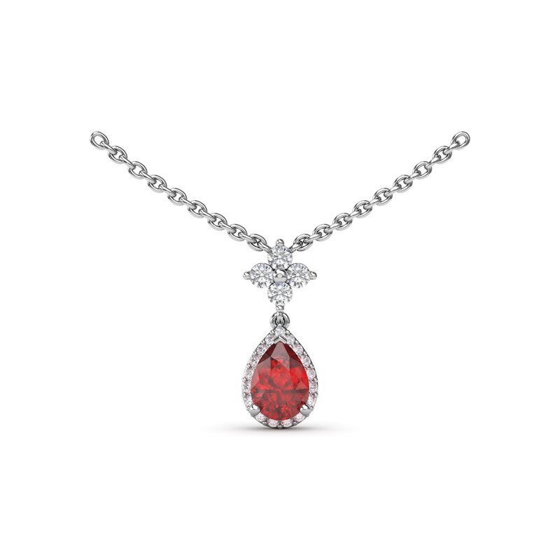 Ruby and Diamond Teardrop Necklace N1882R - TBird