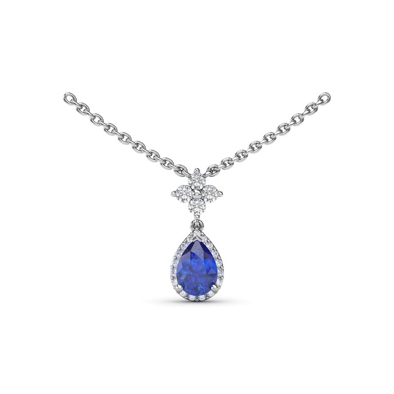 Sapphire and Diamond Teardrop Necklace N1882S - TBird