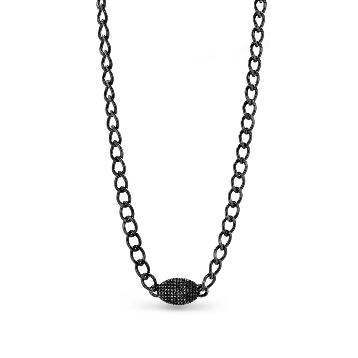 Black Diamond Nameplate on Jet Black Chain Necklace - 18"  NBLK0012 - TBird