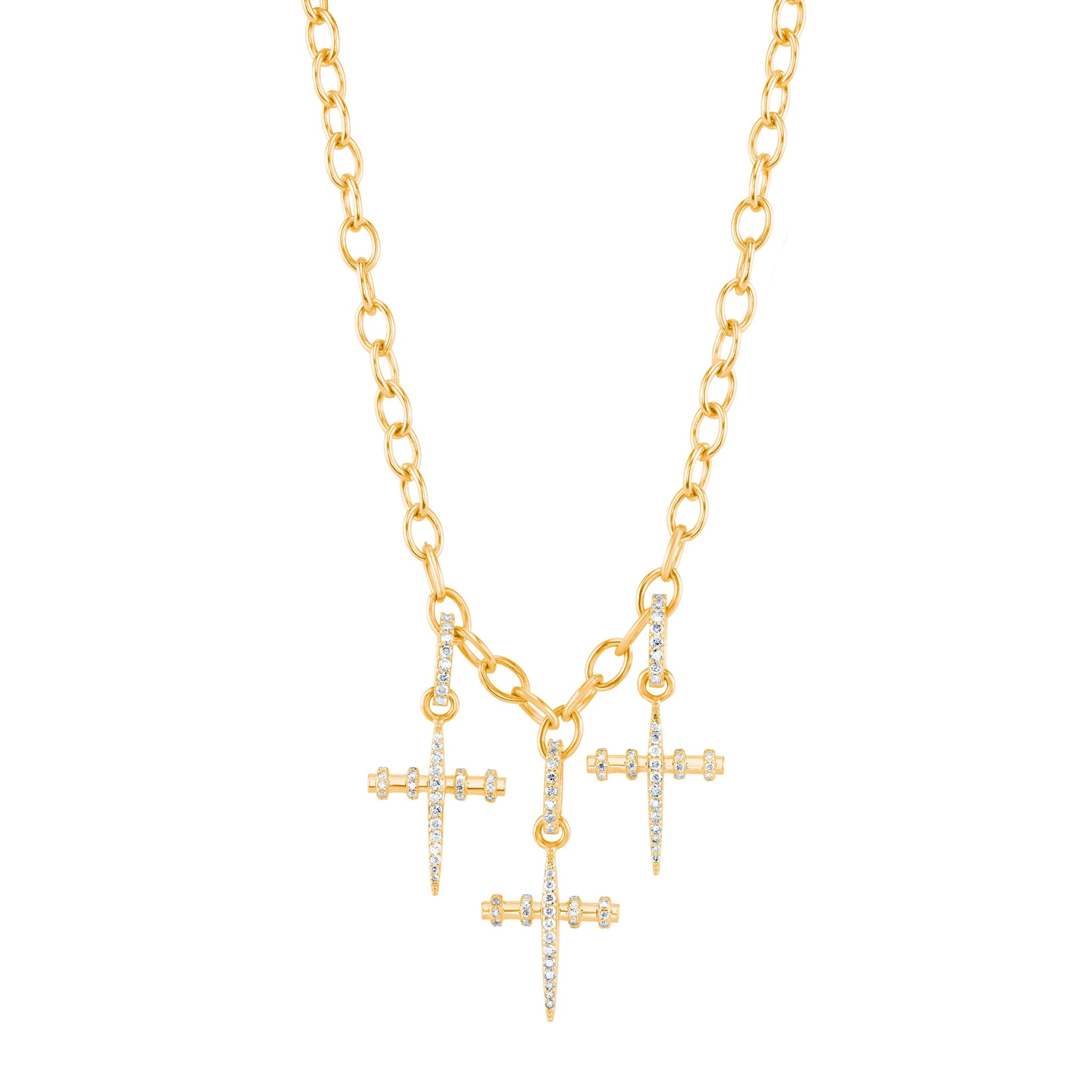 14K Gold Trio Armour Cross Necklace NG000005 - TBird