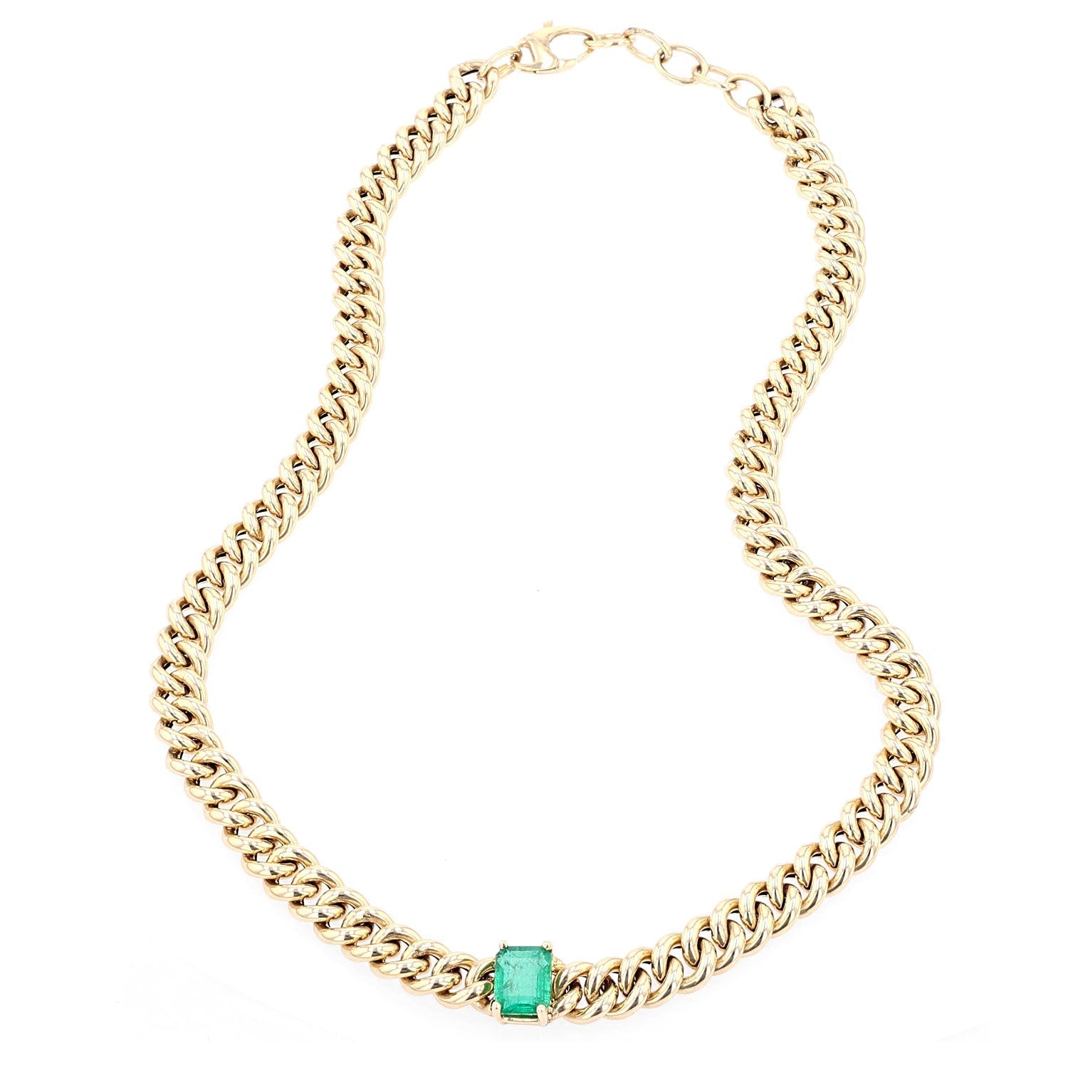 14k Gold Cuban Chain with Emerald Center Stone NG002551 - TBird