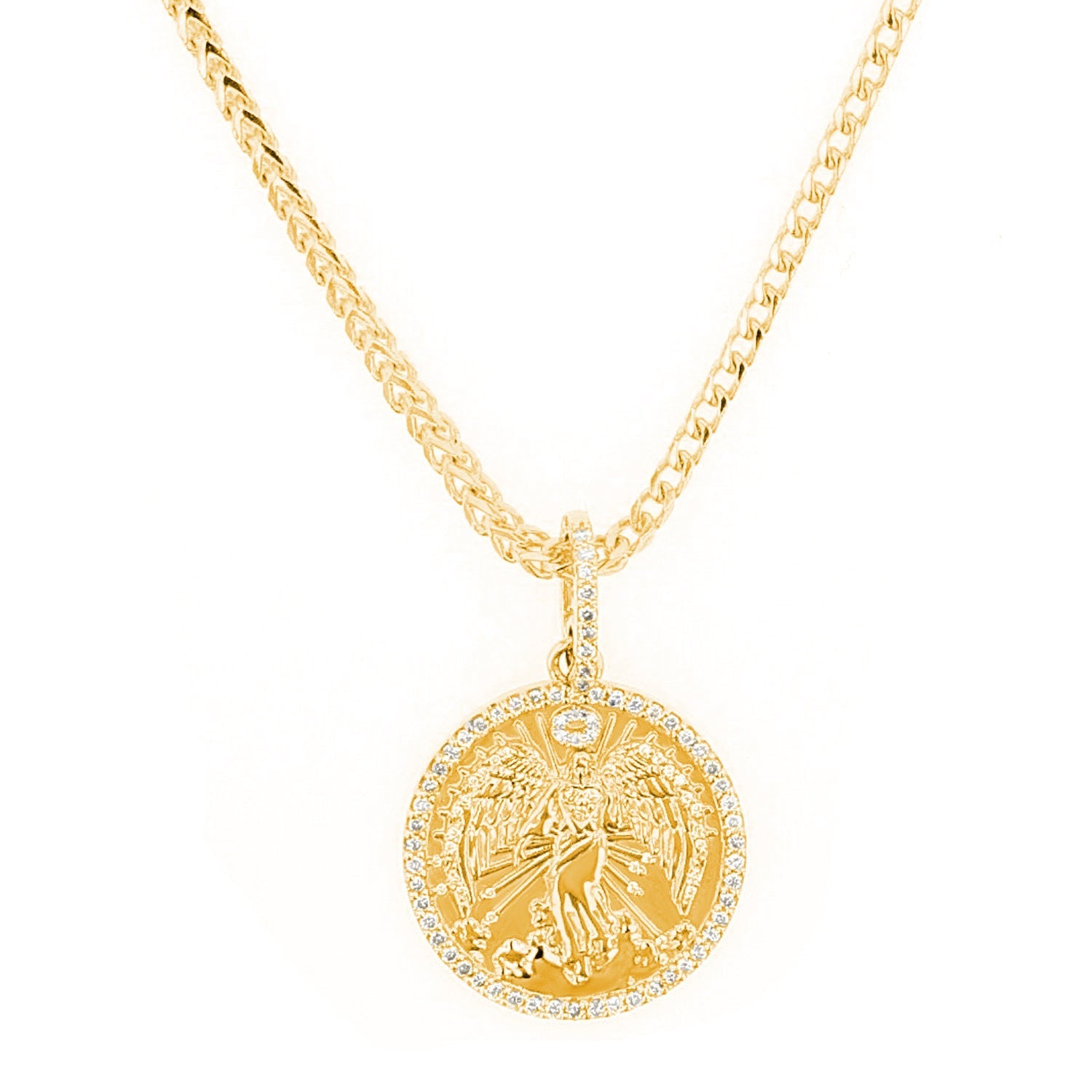 14K Gold and Diamond Guardian Angel Coin Necklace  NG002657 - TBird