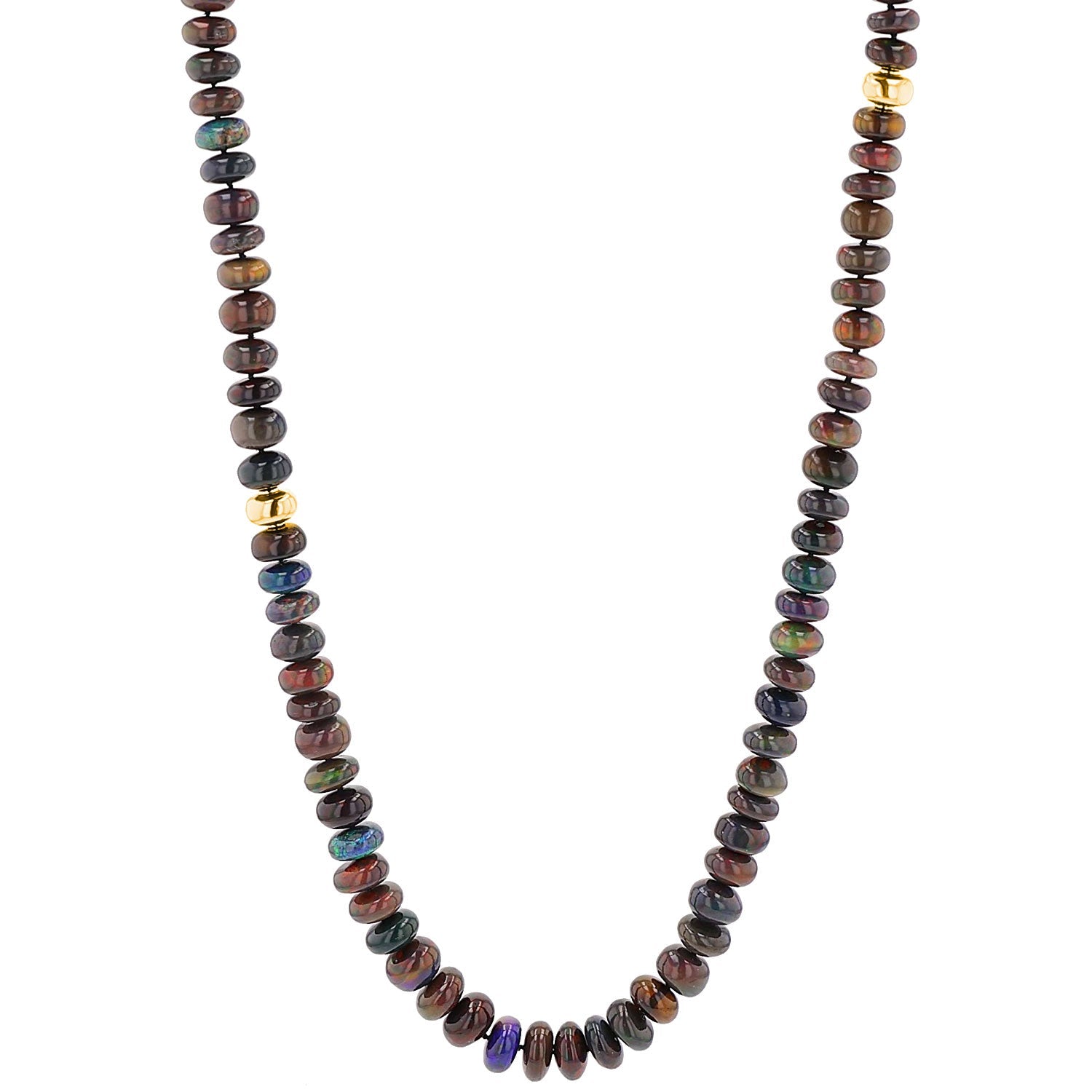 14k Hand Knotted Ethiopian Black Opal Layering Necklace NG002783 - TBird