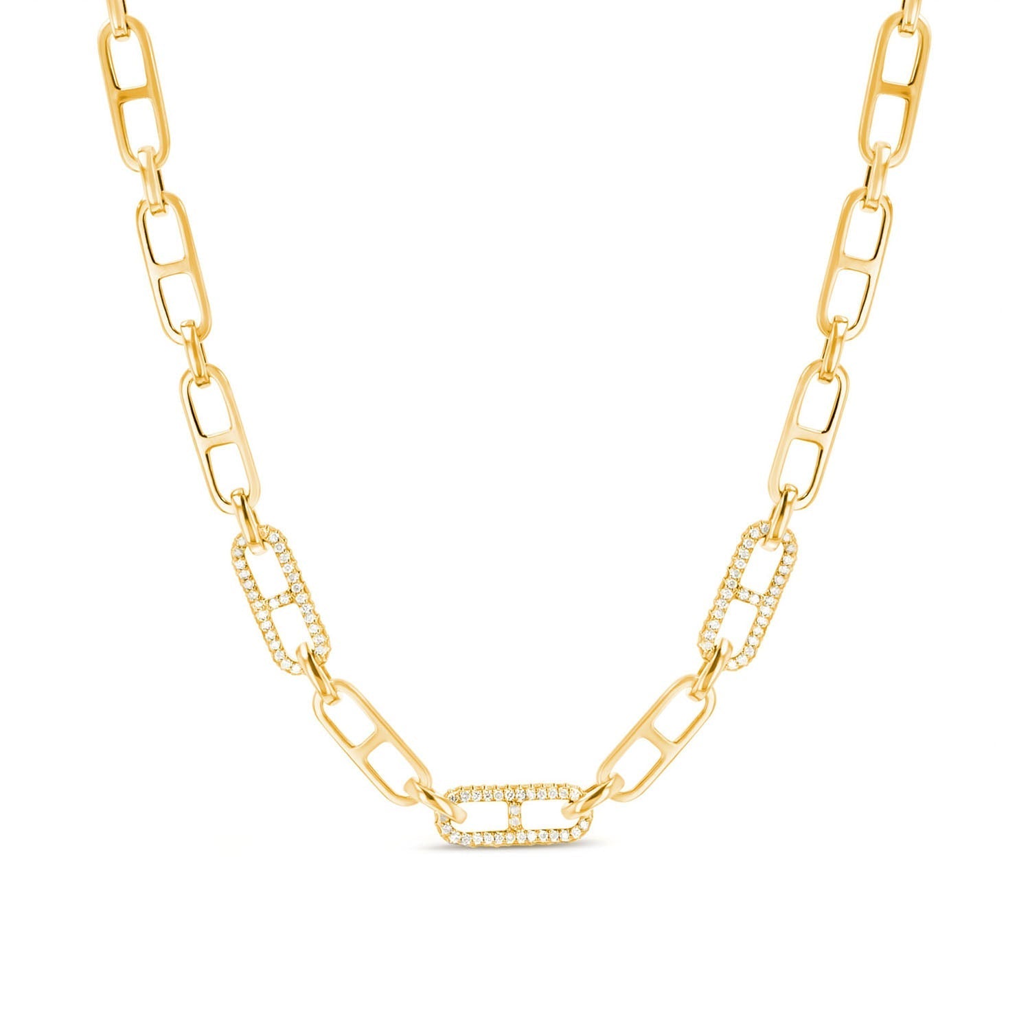 14K Three Paris H Diamond Link Necklace - 16"  NG2592BG - TBird