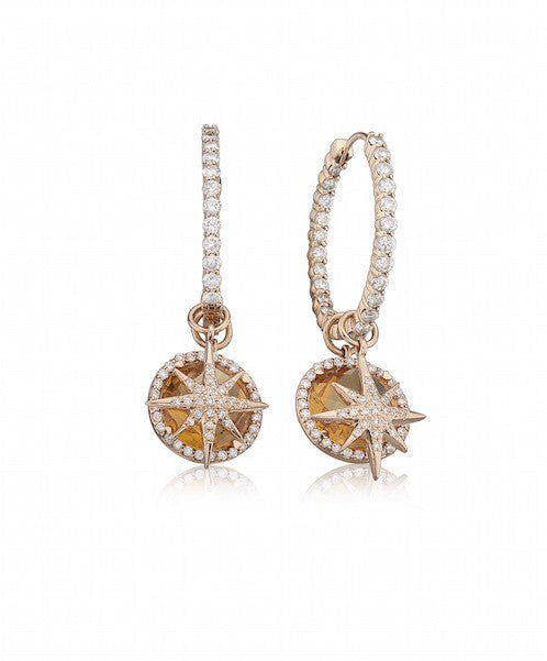 Oval hoops with citrine and diamond north star drops 361-JSA