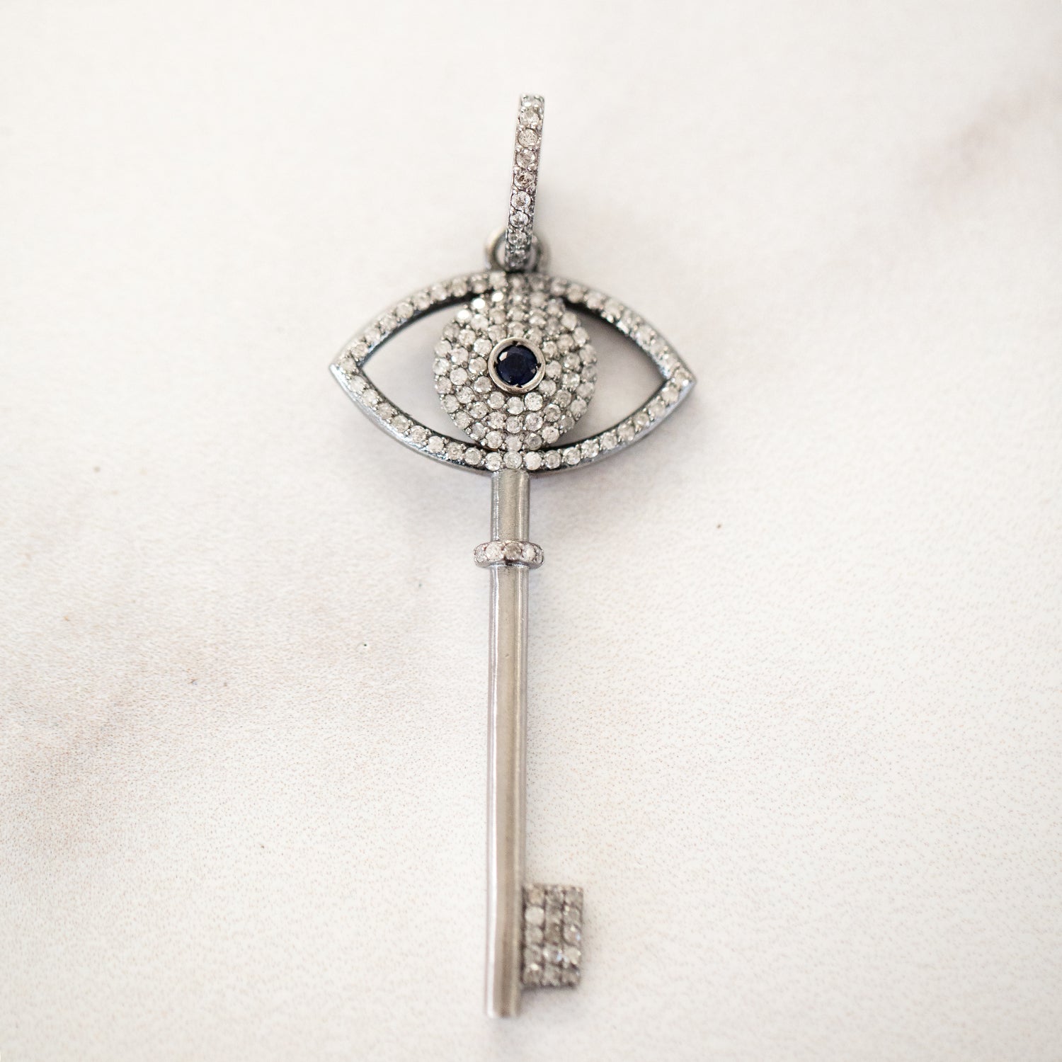 Sapphire and Diamond Evil Eye Key Pendant P0000033 - TBird