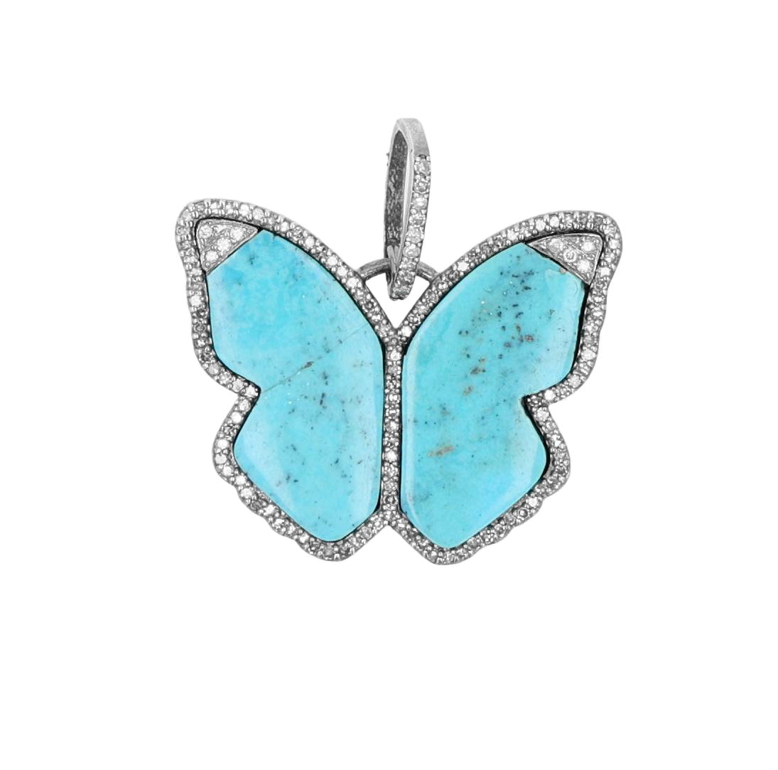 Turquoise and Diamond Freedom Butterfly Pendant  P0000226 - TBird