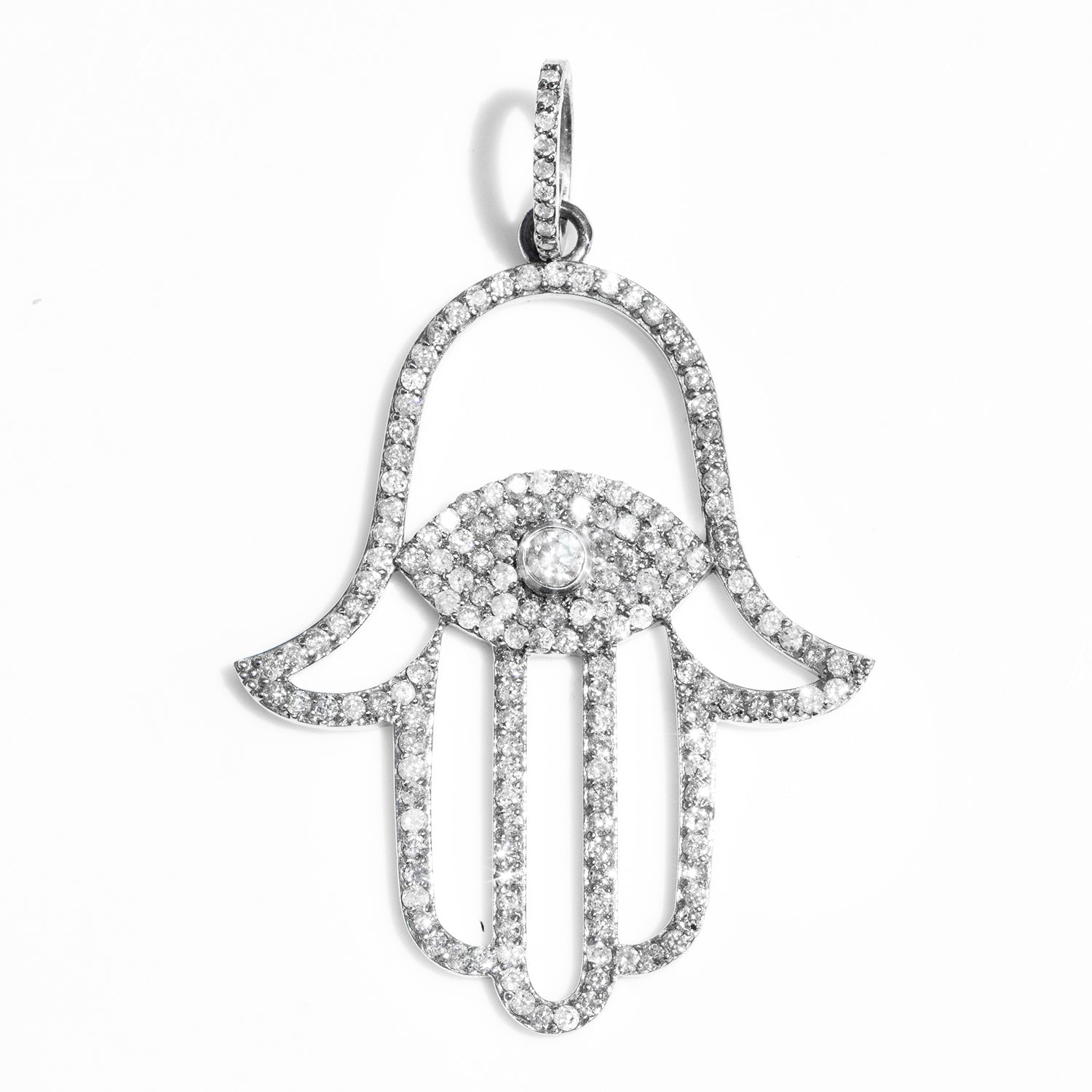 Diamond Bezel Hamsa Pendant  P0000295 - TBird