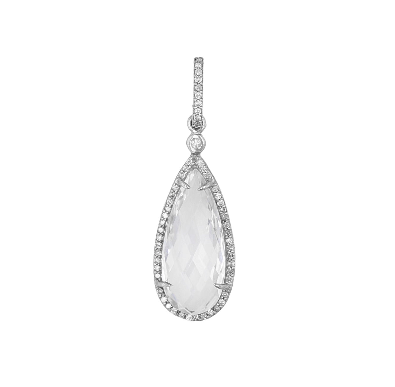 Crystal Quartz & Diamond Teardrop Pendant with Diamond Bezel  P0000327 - TBird