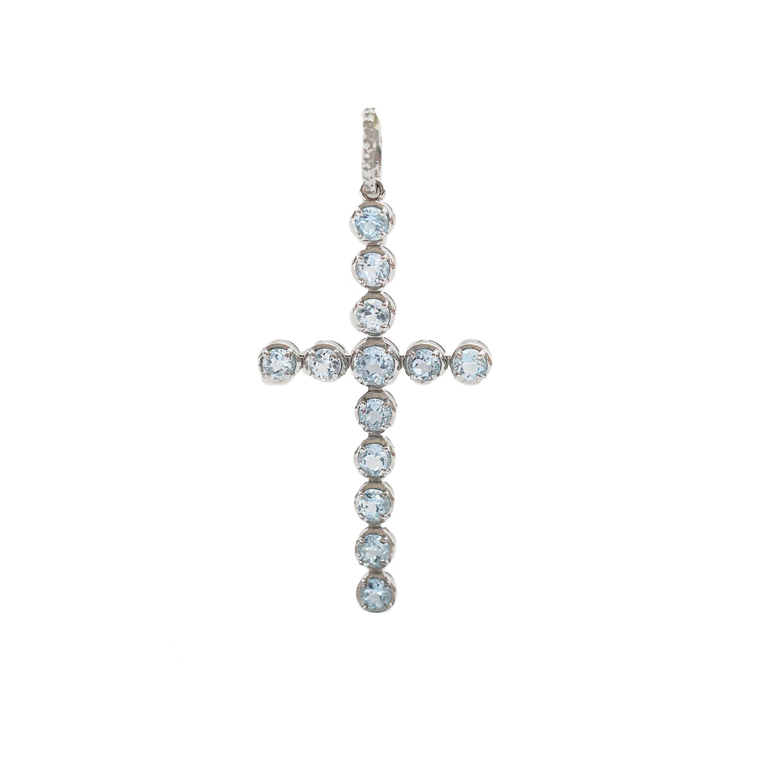 Aquamarine and Diamond Cross Pendant P0000355 - TBird