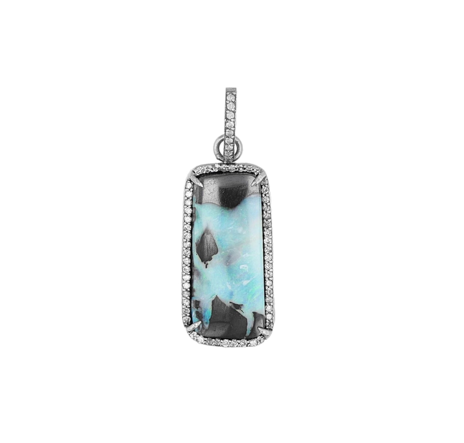 Australian Opal & Diamond Rectangle Pendant  P0000678 - TBird