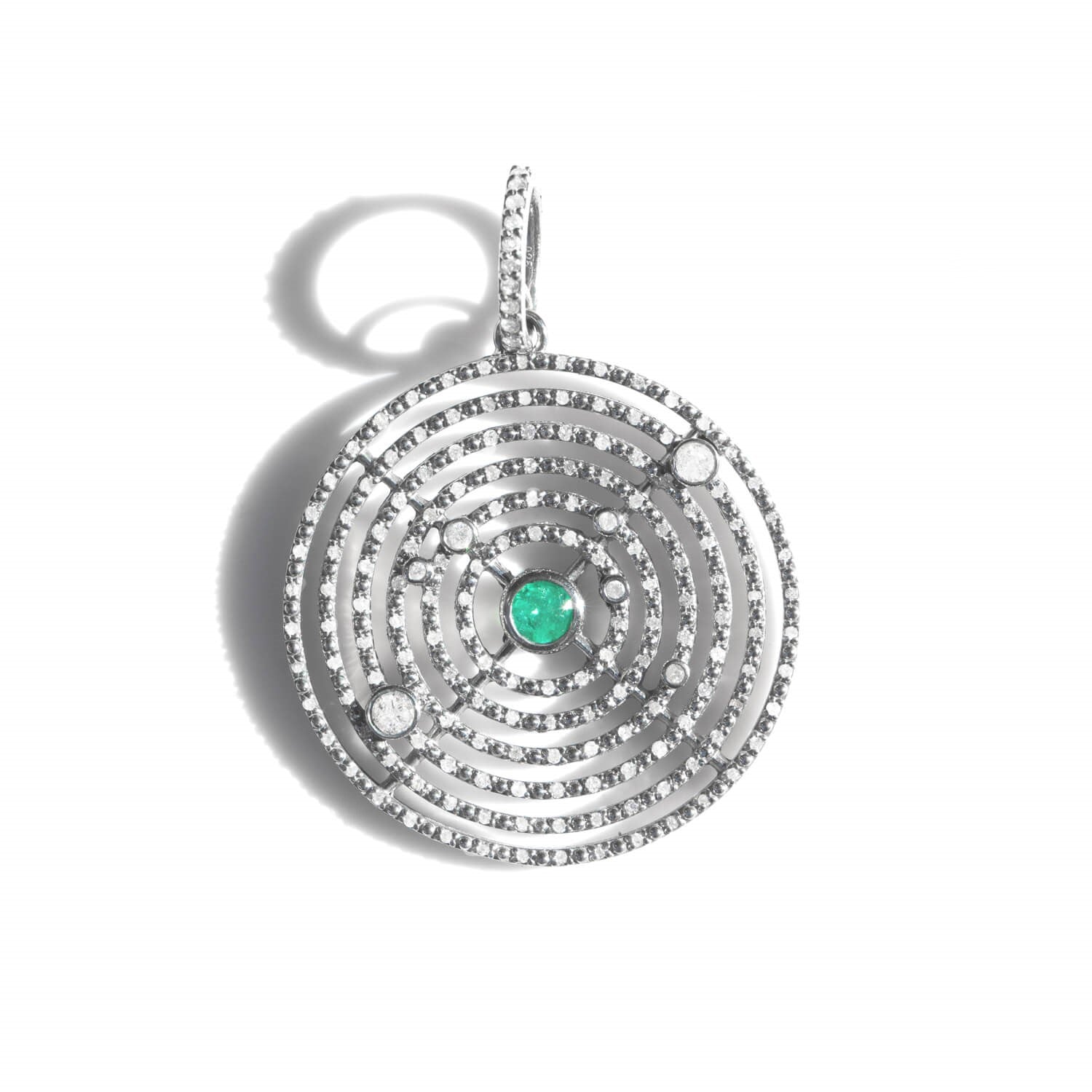 Pave Diamond & Emerald Solar Orbit Pendant  P0000930 - TBird