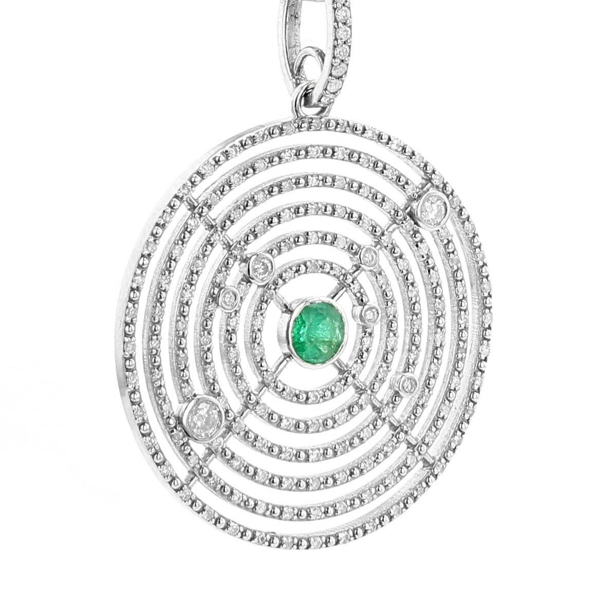 Pave Diamond & Emerald Solar Orbit Pendant  P0000930 - TBird