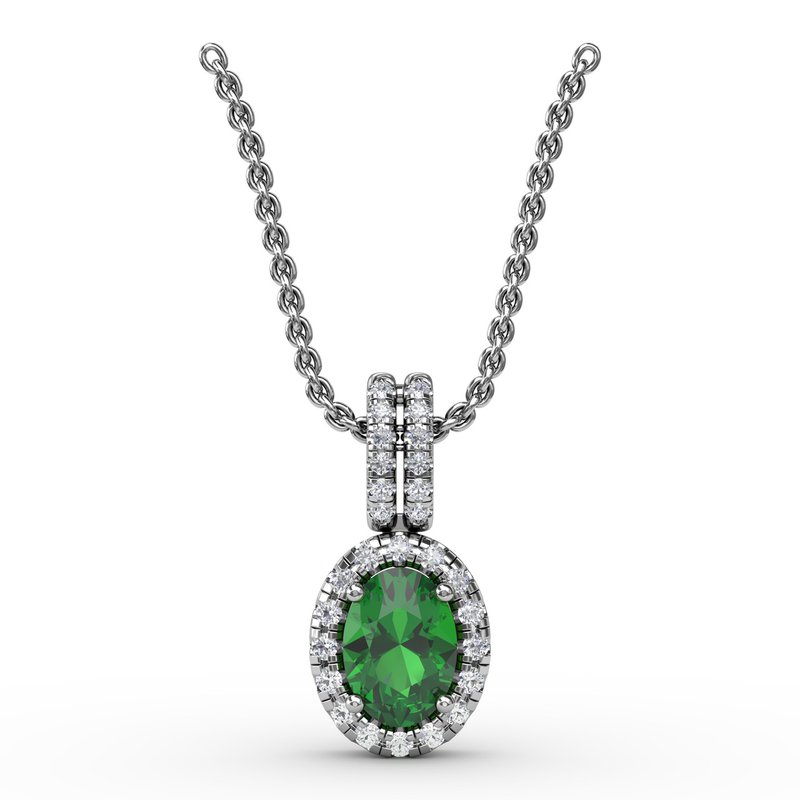 Sophisticated Emerald and Diamond Pendant P1373E - TBird