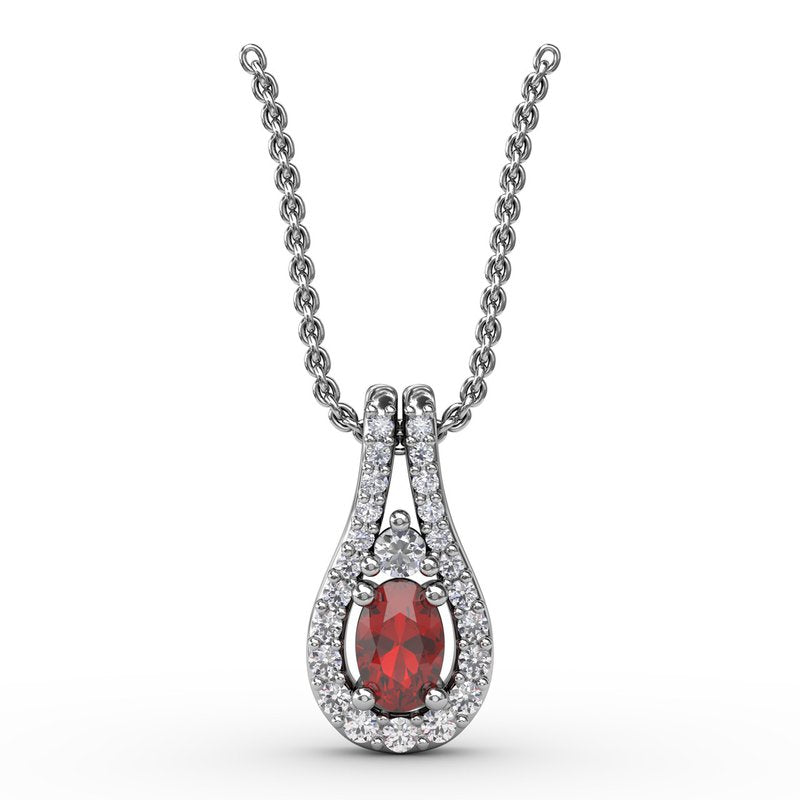 Halo Teardrop Ruby and Diamond Pendant P1434R - TBird