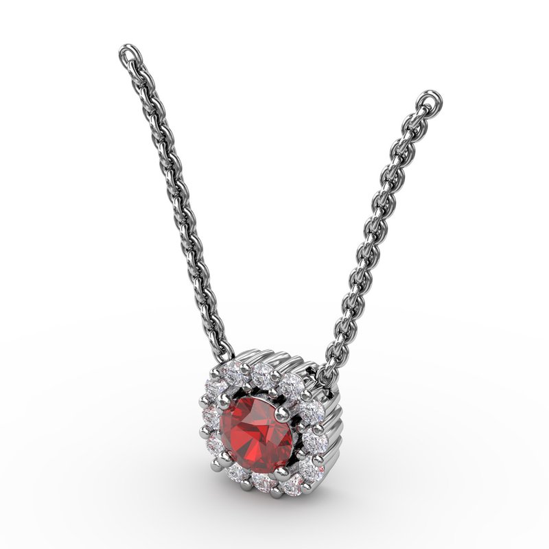 Classic Round Ruby and Diamond Pendant P1504R - TBird