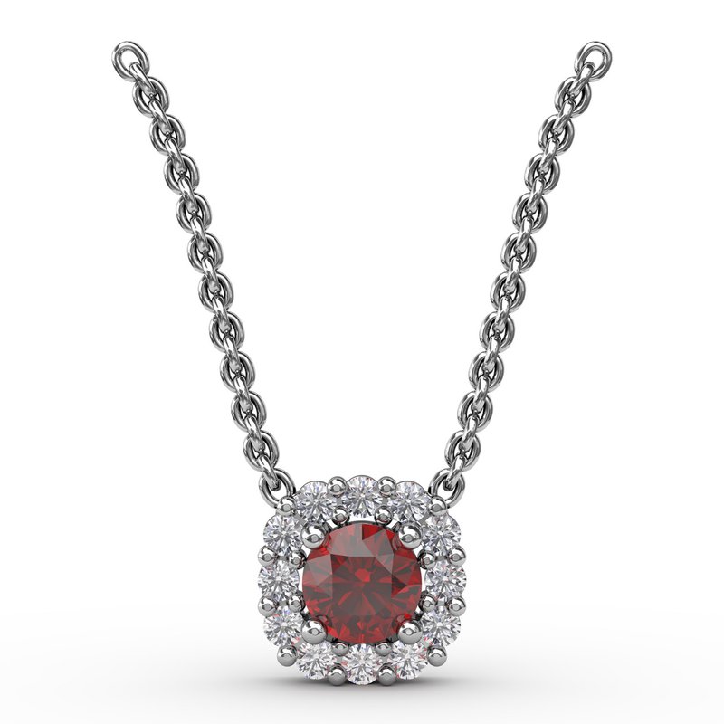 Classic Round Ruby and Diamond Pendant P1504R - TBird