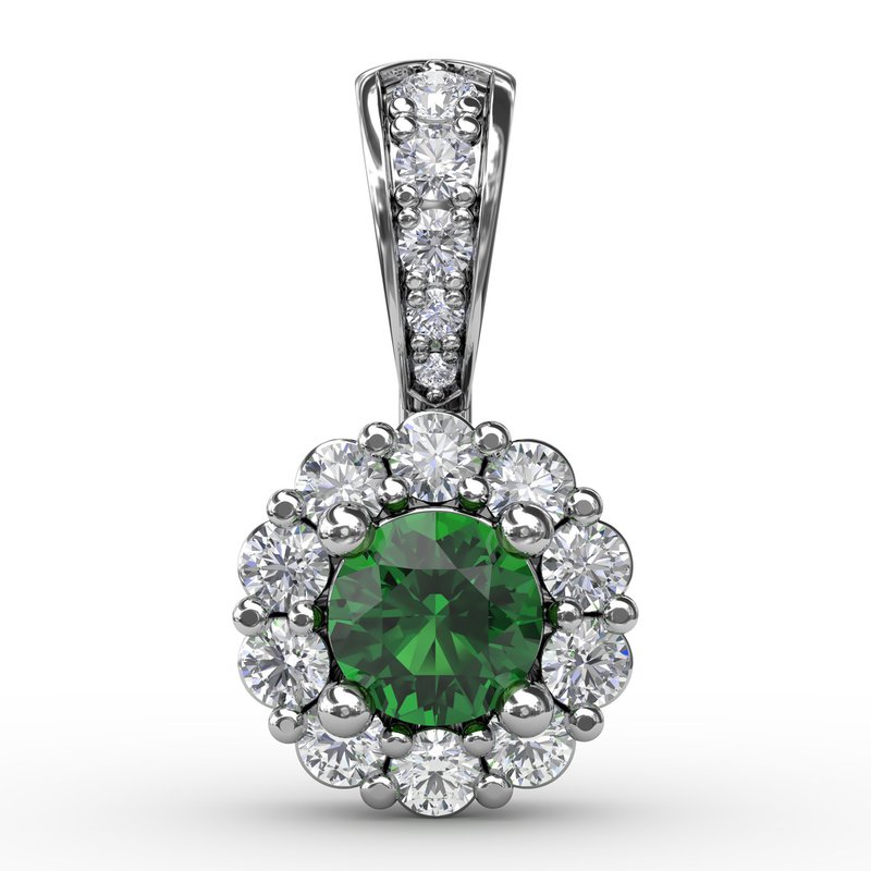 Halo Emerald and Diamond Pendant P1514E - TBird