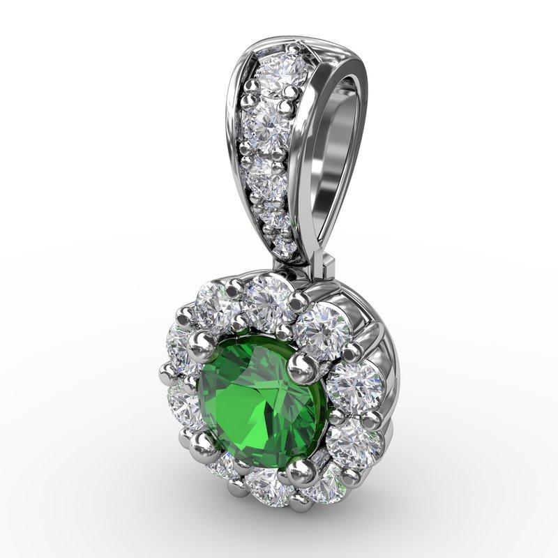 Halo Emerald and Diamond Pendant P1514E - TBird