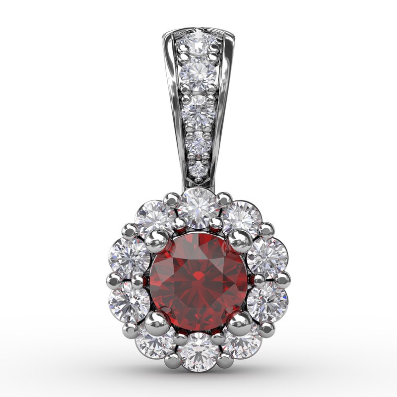 Halo Ruby and Diamond Pendant P1514R - TBird