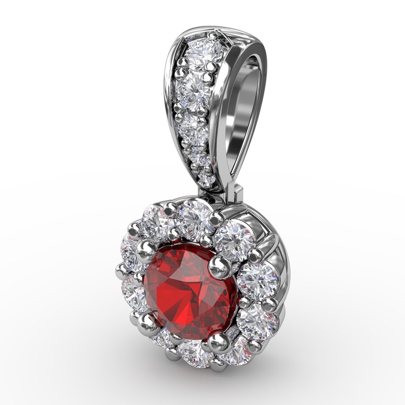 Halo Ruby and Diamond Pendant P1514R - TBird